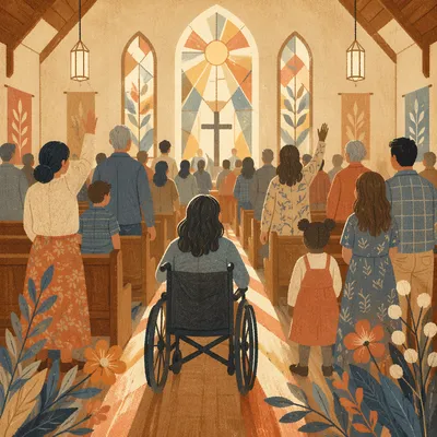 Wheelchair User in Church Sanctuary Worship
