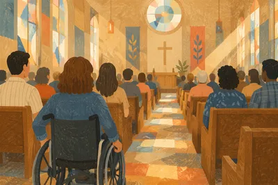 Wheelchair User Among Church Congregation