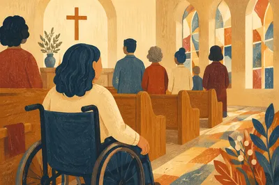 Wheelchair User in Church Sanctuary Worship