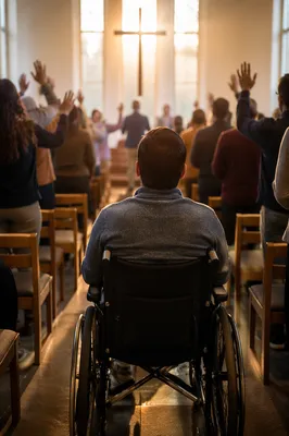 Wheelchair User in Church Sanctuary Worship