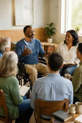 Wheelchair User Leading Small Study Circle