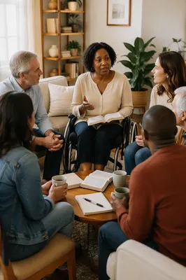 Wheelchair User Leading Group Discussion at Home
