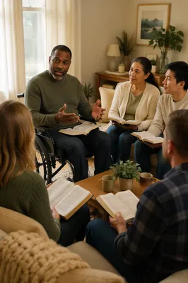 Wheelchair User Leading Group Discussion at Home