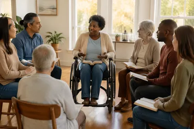 Woman in Wheelchair Leading Group Discussion