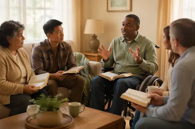 Wheelchair User Leading Group Discussion at Home