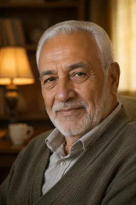 Warm Portrait of Thoughtful Elderly Man