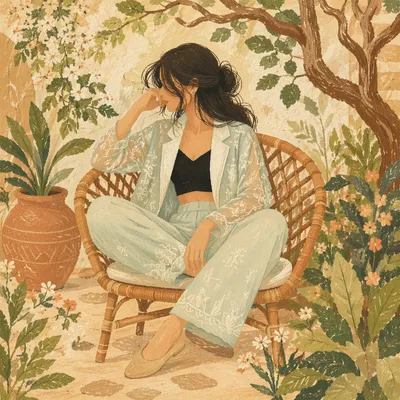Confident Woman in Lush Garden Portrait