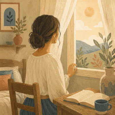 Confident Woman in Morning Window Light