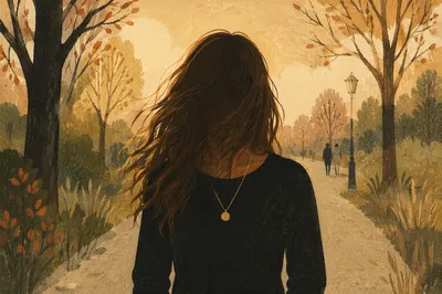 Confident Woman on Warm Park Path