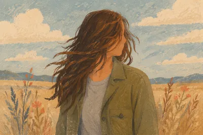 Confident Woman in Sunlit Meadow Portrait