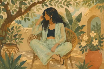Confident Woman in Sunlit Garden Portrait