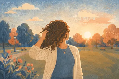 Confident Woman in Peaceful Evening Park
