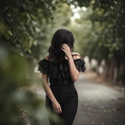 Confident Woman on Serene Green Path
