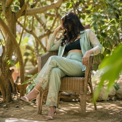 Confident Woman Portrait in Lush Garden
