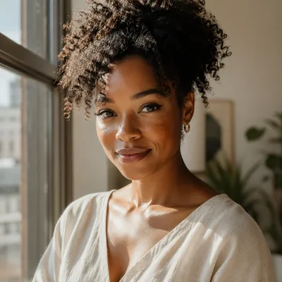 Confident Young Woman in Morning Window Light