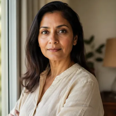 Confident South Asian Woman by Window