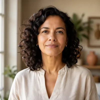 Confident Latina Woman by Window Portrait