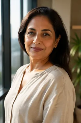 Confident South Asian Woman by Window