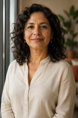 Confident Latina Woman by Window Portrait