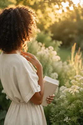 Confident Woman in Golden Garden Light