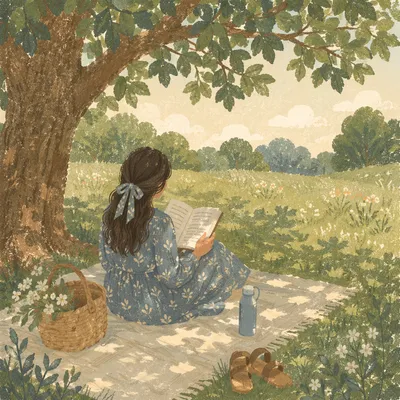 Peaceful Summer Reading Beneath a Shady Tree