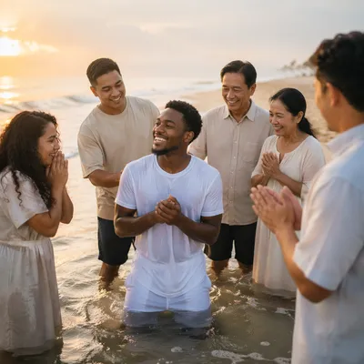 Beachside Baptism Celebration at Sunrise