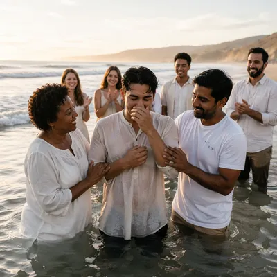 Young Adult Baptism at Sunrise Beach