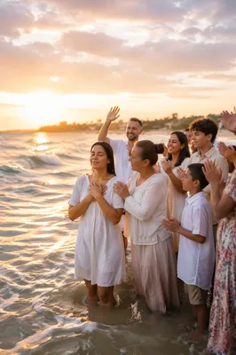 Beachside Baptism Celebration at Golden Hour