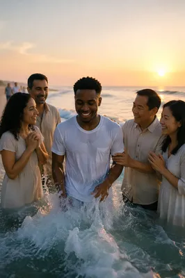 Beachside Baptism Celebration at Sunrise