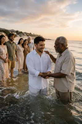 Seaside Baptism Ceremony at Golden Hour