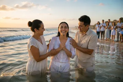 Beachside Baptism Celebration at Sunrise