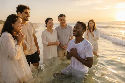 Beachside Baptism Celebration at Sunrise