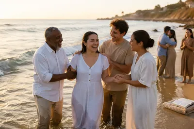 Beach Baptism Celebration at Sunrise