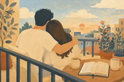 Couple with Coffee and Open Bible