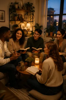 Young Adult Bible Study in Cozy Apartment