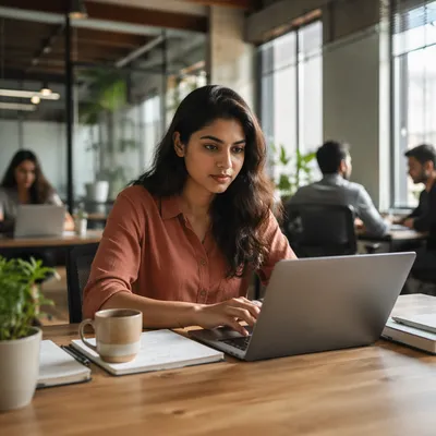 Young Woman Working in Startup Office