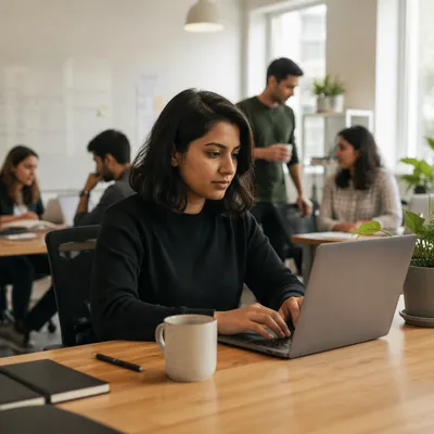 Young Entrepreneur Working in Bright Office