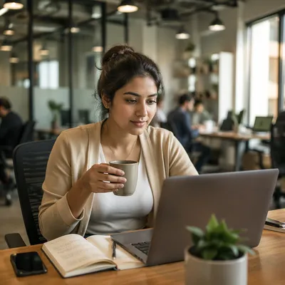 Young Woman Working in Startup Office
