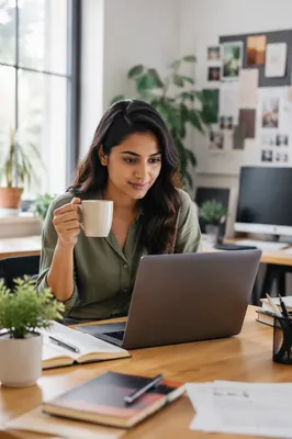 Young Entrepreneur Working in Bright Coworking Office