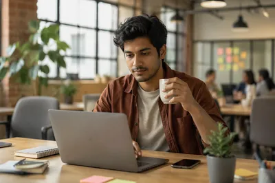 Young Entrepreneur Working in Bright Startup Office
