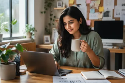 Young Entrepreneur Working at Shared Desk