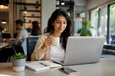 Young Woman Working at Startup Desk