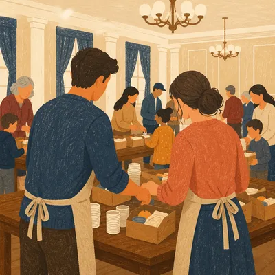 Young Married Couple Serving at Church