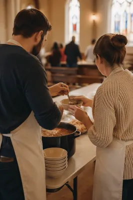 Young Married Couple Serving at Church