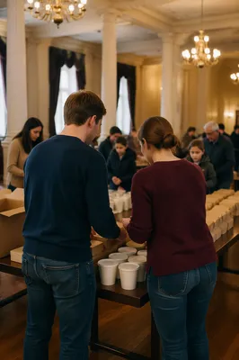Young Married Couple Serving at Church