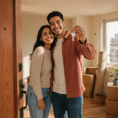 Young Couple Holding New House Keys