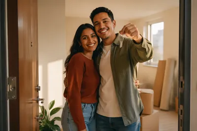Young Couple Holding New House Keys