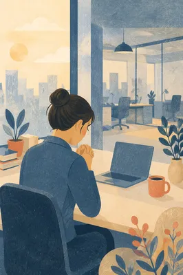 Young Professional Praying Before Office Work