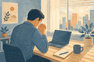 Young Professional Praying Before Work