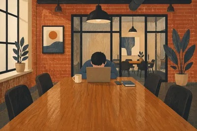 Young Professional Praying Before Work Meeting
